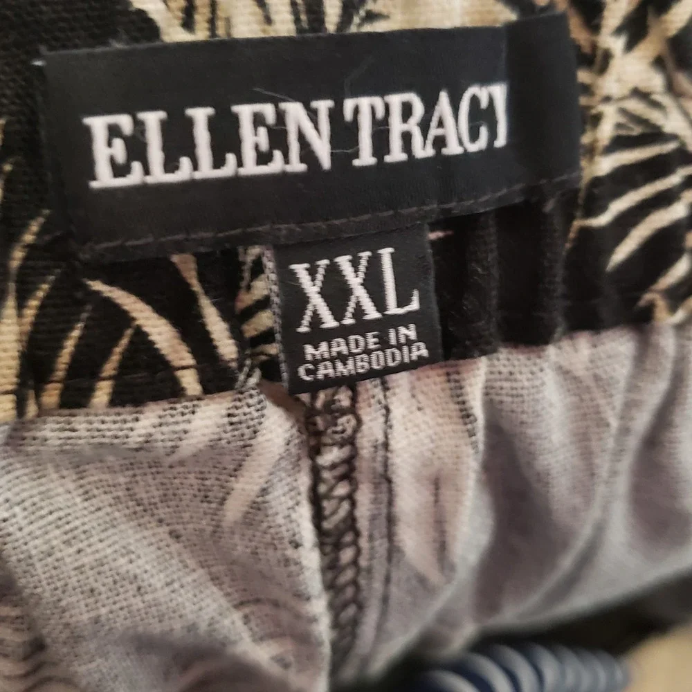 Ellen Tracy Skort Shorts Black Tropical Linen 90s Resort Coastal Indie Size‎ XXL